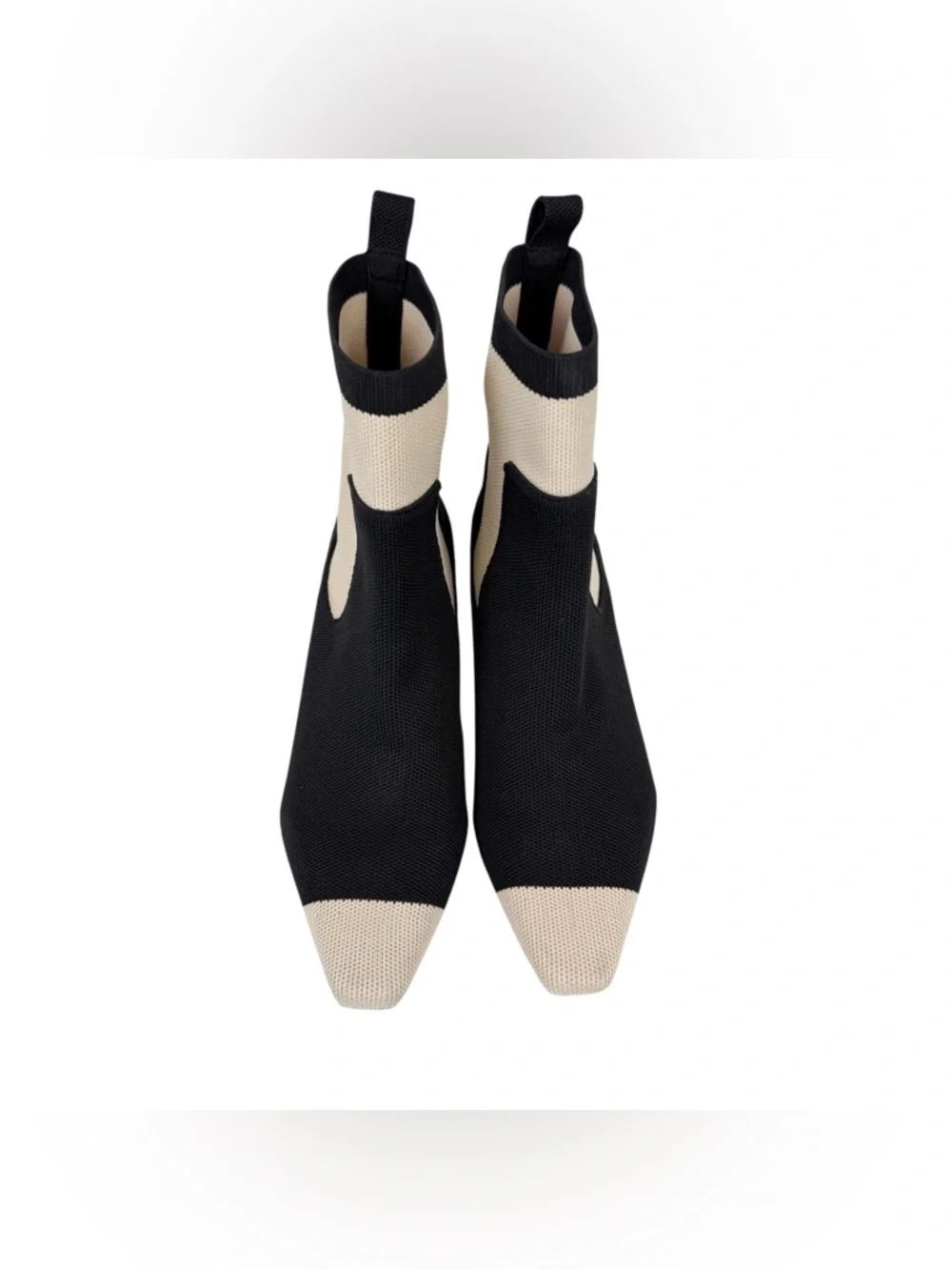 Vivaia Theresa Small Square Toe Water Repellent Boots Ivory Cream‎ Black Size 9